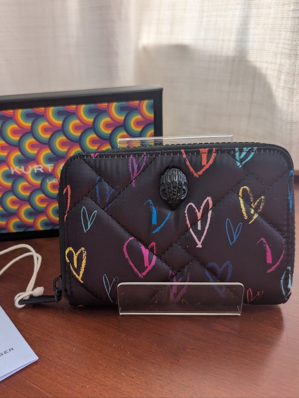 Kurt Geiger London Small Zip Around Multicolor Hearts Wallet